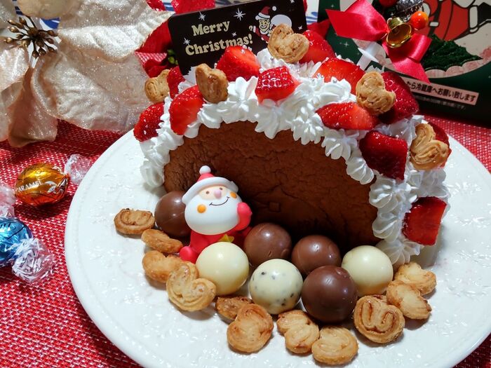 りくろ―おじさんの店でオーナメント3点セット購入♡簡単にチーズケーキのクリスマスケーキを作ってみた♪