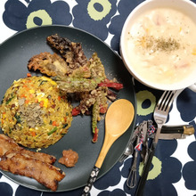 お家lunch『バスマティ炒飯と白菜クリームスープ』