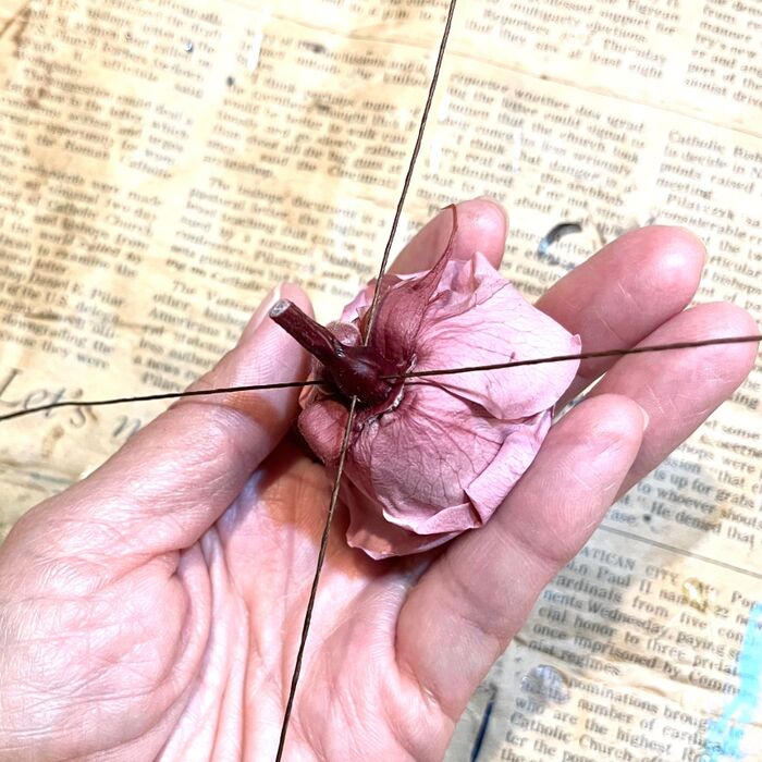 花材ワイヤリング①ローズ