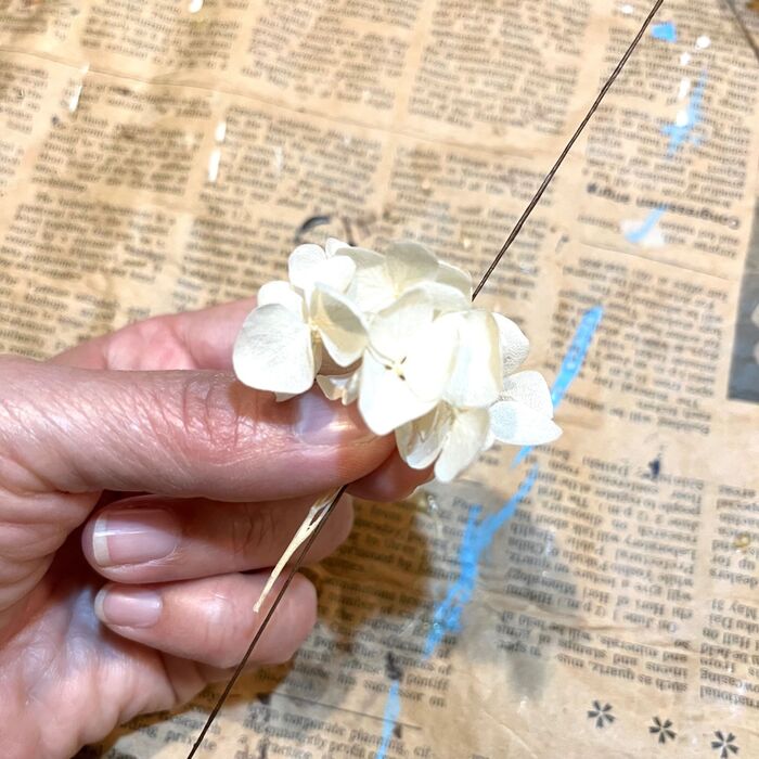 花材ワイヤリング③アジサイなど