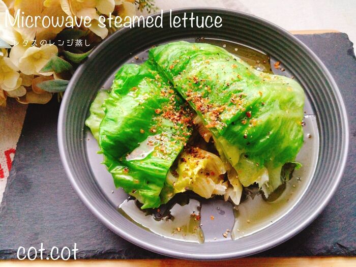 ★オリーブオイルと塩だけで飽きずに食べれる。レタスのレンジ蒸し★