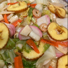 おせちの食材そのままで、美味しく可愛くかた焼きそば♪