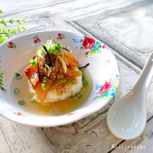 おうち割烹♪ 焼きおにぎりハマチ茶漬け