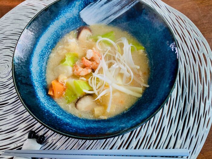 朝から栄養満点!お餅入りかき玉汁