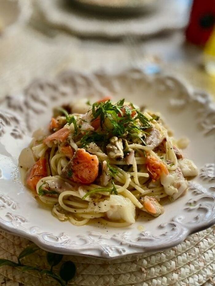 おさしみの切り落としで!絶品魚介スパゲッティ