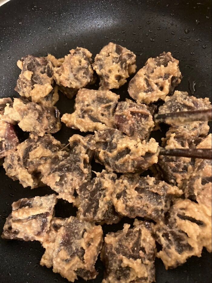 味噌が付いたままで焼きました♪