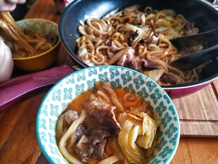 吉野家のアレで作った【すき焼きうどん】男子大絶賛でした♡