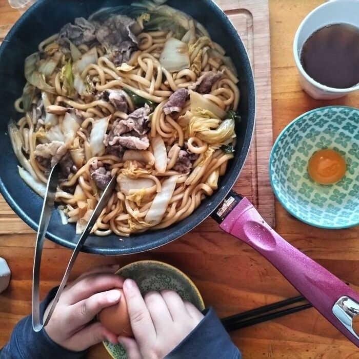 生卵を用意して、すき焼き風に食べました♡