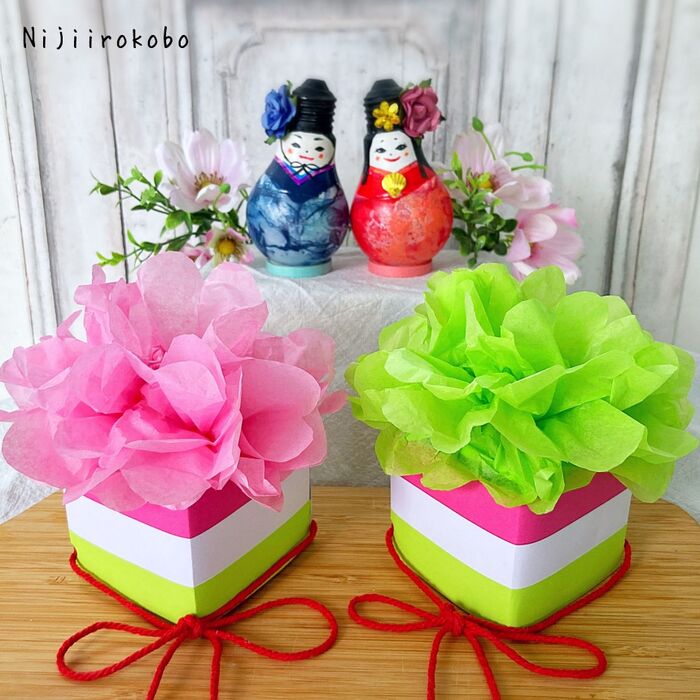 牛乳パックで作る♪ ひな帽子