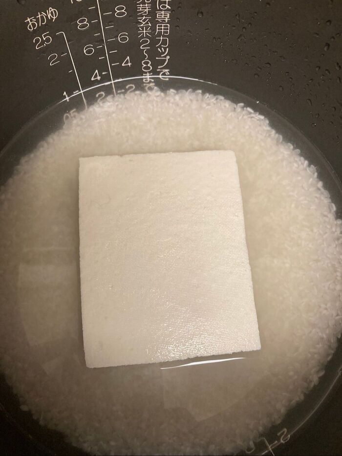 炊飯器に豆腐を一丁ドカンと入れて炊いた豆腐ご飯が最高~!