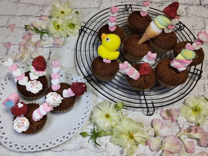 愛を込めて♡簡単レシピ!ホームメイド串マシュマロカップケーキ♪