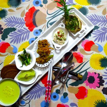 Romanescoと遊びまくる夕食、ポタ、フリット、ピュレ、パコラ、梅マヨ、薔薇パイ