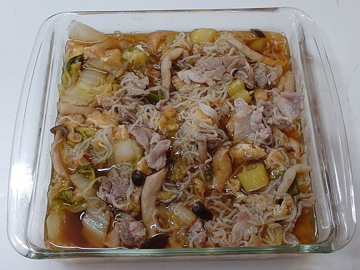 電子レンジで簡単すき煮