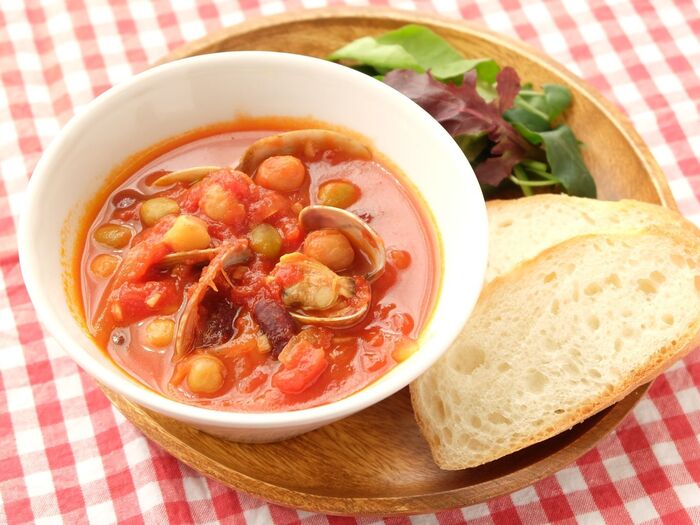 【くらし薬膳】イライラ解消!あさりと豆のトマトスープ~春の薬膳
