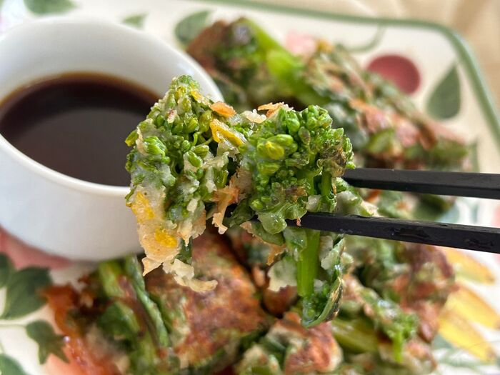 フライパンひとつで作る☆菜の花のチヂミ