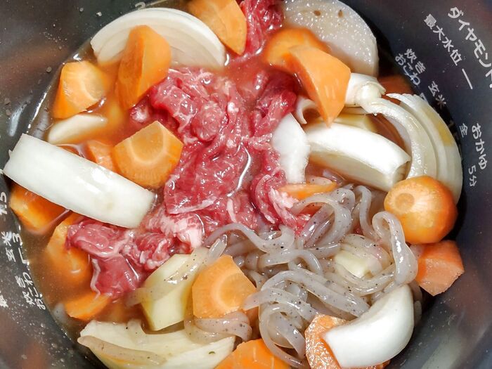 炊飯器&焼肉のたれだけde絶品肉じゃがー!入れてスイッチポンで完成!失敗なし!