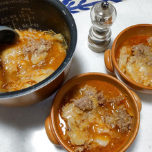 炊飯器で手軽に楽しむ、我が家の味!巻かないロールキャベツの新定番♪