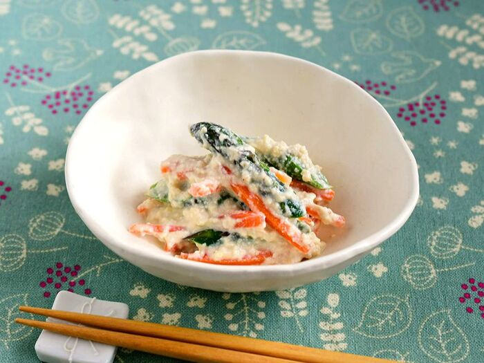 【アスパラの白和え】便利な野菜だし使用!