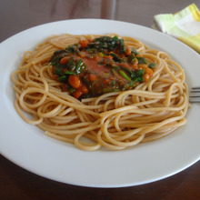 にら納豆の韓国風パスタ