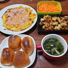 コストコのディナーロールでパン定食