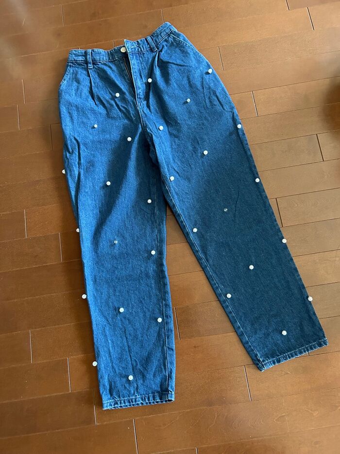 眠ってたデニムをパールデニムにリメイク