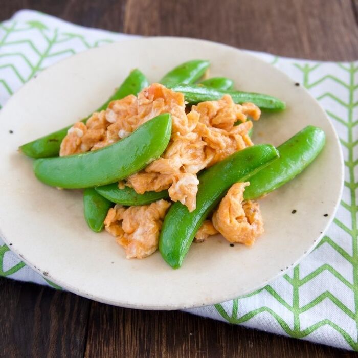 【5分で】スナップエンドウの卵炒め