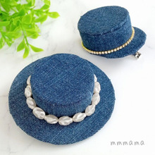 デニムアクセサリー⑤デニムぼうしヘアアクセ♡ジーンズをリメイク