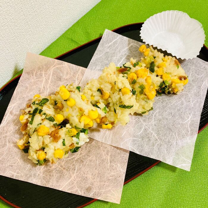 コーンとご飯のかき揚げ☆