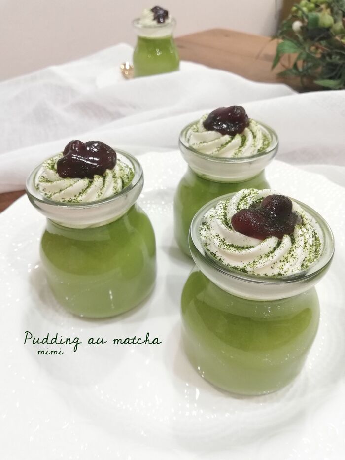 【天才的に美味しい♪】レンジで楽々♪どんどん混ぜるだけ!濃厚抹茶プリン