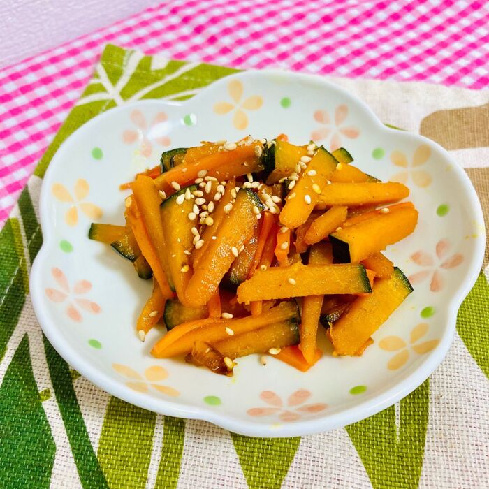 かぼちゃとにんじんの甘酢塩きんぴら