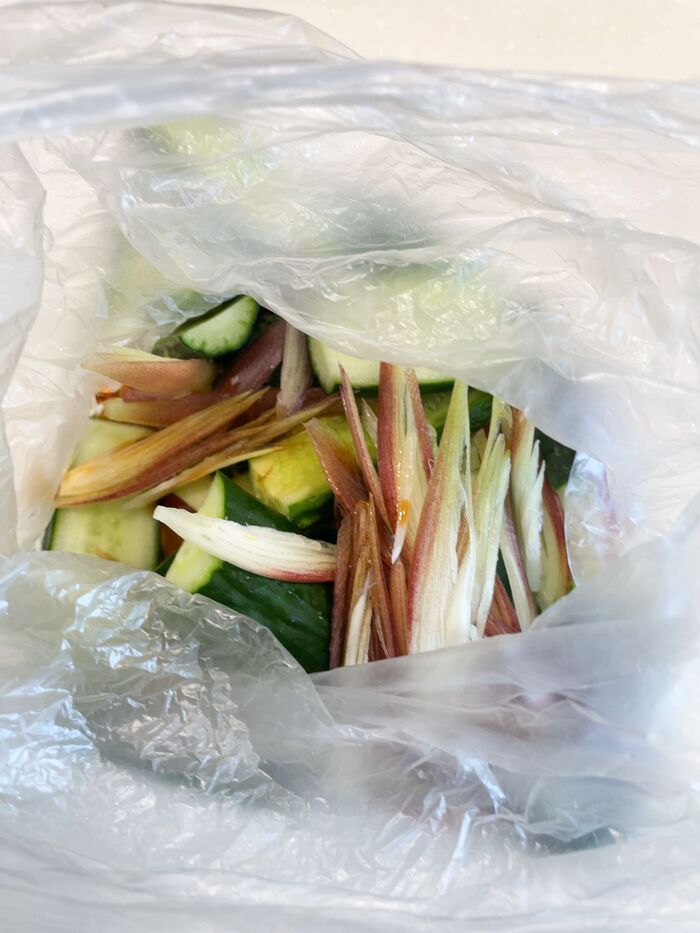 ポリ袋に入れます