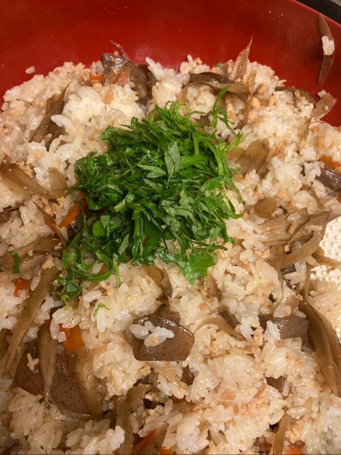 鶏そぼろで炊き込まない混ぜご飯♪