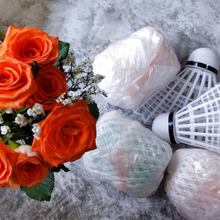 プチプチ×桃のフルーツキャップ捨てないで!徳大サイズのバトミントンシャトルの代用品作り~!