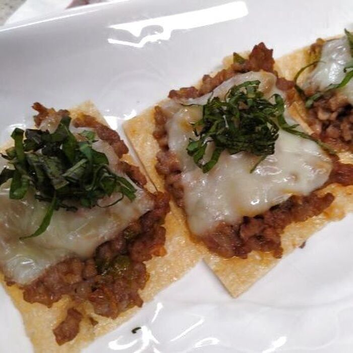 うす揚げとゆず味噌ミンチのカナッペ風