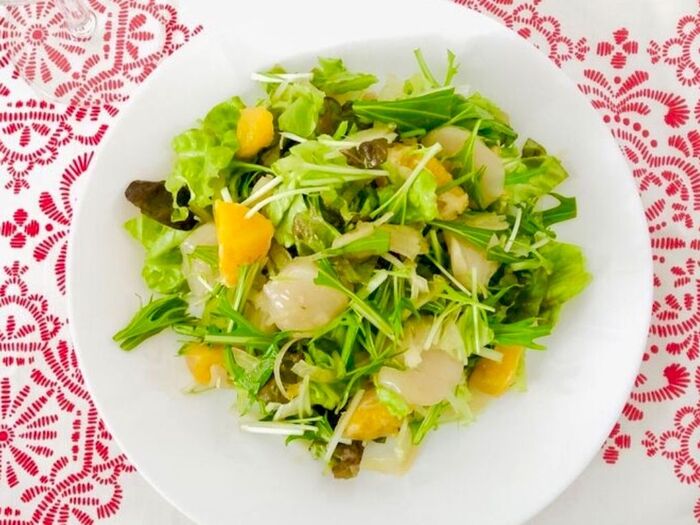 ご近所のスーパーで揃う!デパ地下のキラキラお惣菜風【ホタテの和風カルパッチョサラダ】