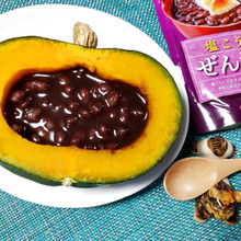 電子レンジだけで手軽に!自然な甘さのかぼちゃカップにぜんざいを詰めたヘルシーおやつ