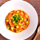 【トマトのあんかけピリ辛チャーハン】便利な野菜だし使用!