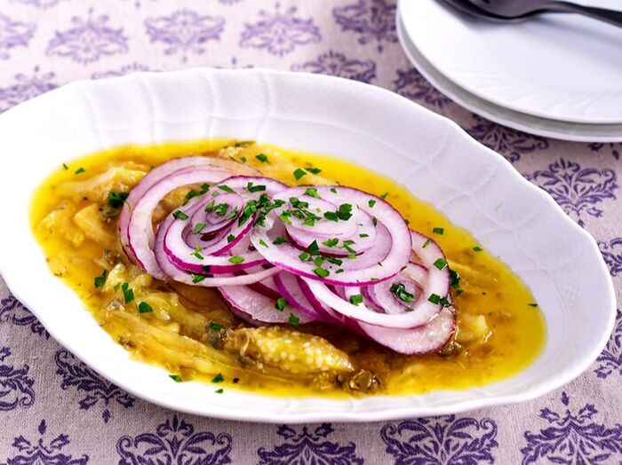 【焼き茄子とケイパーのマリネ】便利な野菜だし使用!