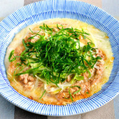 【餅の和風ピッツア】便利な野菜だし使用!