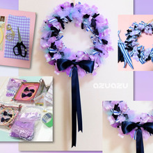 アップサイクル!ハギレとリボンを結ぶだけのぶどう色リース