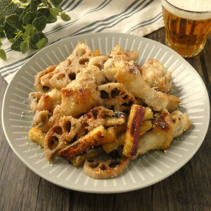 ボリュームたっぷり!「鶏手羽と秋野菜のにんにく焼き」