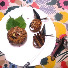 【Onigiri Action 2024】 秋刀魚ダミエ焼きおにぎり、蓮根と牛蒡フリット添え