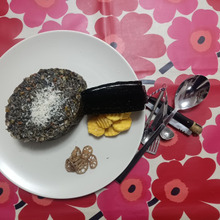 のりで作ったRisotto 安納芋、蓮根、海苔を添えて・・・