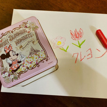 ミニーちゃんのクッキー缶でクレヨンケース