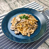 【たっぷりきのこのクリームパスタ】便利な野菜だし使用!