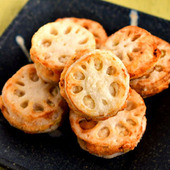 【れんこんの中華風はさみ揚げ】便利な野菜だし使用!