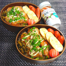 母とムスコのラブラブおソロ♪さくらごはんで蒲焼きマヨチキンどーん弁当