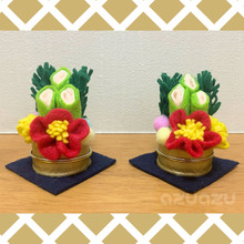 ペットボトルキャップとフェルトでミニ門松