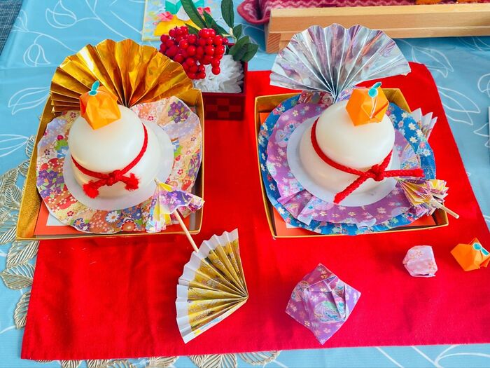 橙のつかない鏡餅!折り紙で折って豪華に飾り付け♪