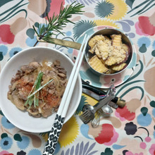 豚タンルートの炒め物丼